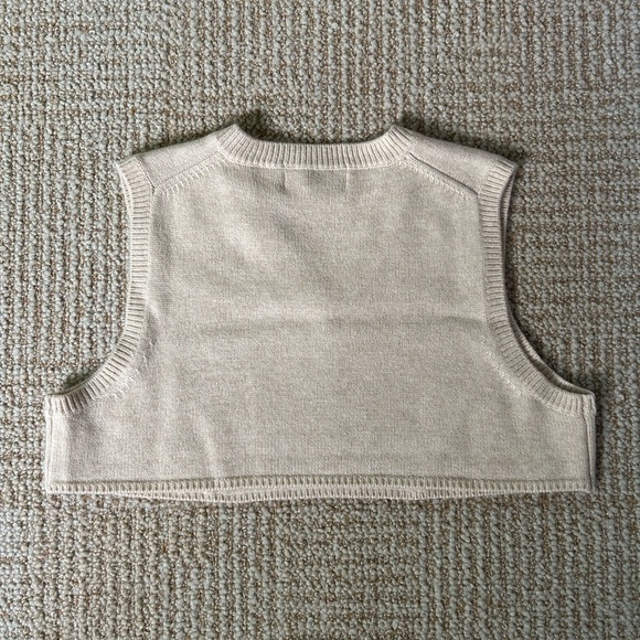 NWT REVOLVE L’Academie Sagen Micro Cropped V Neck Vest in Heather Oatmeal - S - Picture 10 of 16